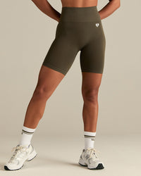Power Seamless Cycling Shorts | Dark Olive