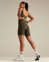 Power Seamless Cycling Shorts | Dark Olive