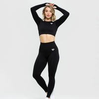 Move Seamless Long Sleeve Crop Top | Black Marl