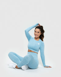 Move Seamless Long Sleeve Crop Top | Blue Marl