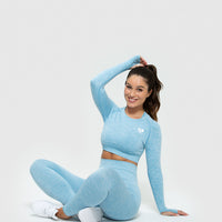 Move Seamless Long Sleeve Crop Top | Blue Marl