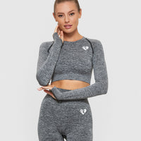 Move Seamless Long Sleeve Crop Top | Grey Marl