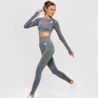 Move Seamless Long Sleeve Crop Top | Grey Marl