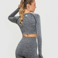 Move Seamless Long Sleeve Crop Top | Grey Marl