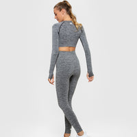 Move Seamless Long Sleeve Crop Top | Grey Marl