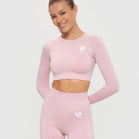 Move Seamless Long Sleeve Crop Top | Light Pink Marl