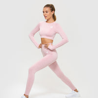 Move Seamless Long Sleeve Crop Top | Light Pink Marl