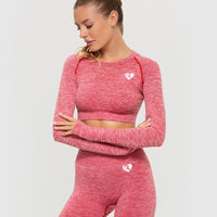 Move Seamless Long Sleeve Crop Top | Red Marl