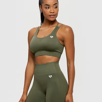 Power Seamless Sports Bra | Khaki
