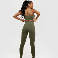 Power Seamless Sports Bra | Khaki