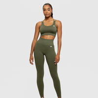 Power Seamless Sports Bra | Khaki