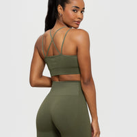 Power Seamless Sports Bra | Khaki