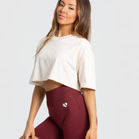 Comfort Oversized Cropped Short Sleeve T-Shirt | Sand