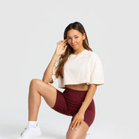 Comfort Oversized Cropped Short Sleeve T-Shirt | Sand