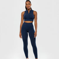 Define Seamless Half Zip Crop Tank | Sapphire Blue