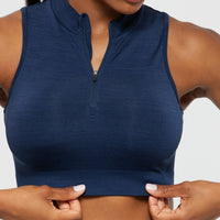 Define Seamless Half Zip Crop Tank | Sapphire Blue
