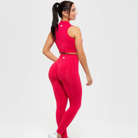 Define Seamless Half Zip Crop Tank | Viva Magenta