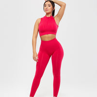 Define Seamless Half Zip Crop Tank | Viva Magenta