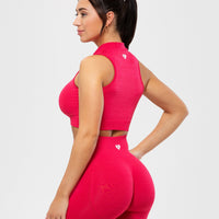 Define Seamless Half Zip Crop Tank | Viva Magenta