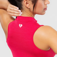 Define Seamless Half Zip Crop Tank | Viva Magenta