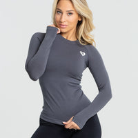 Move Seamless Long Sleeve Top | Stone Grey Solid