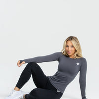 Move Seamless Long Sleeve Top | Stone Grey Solid