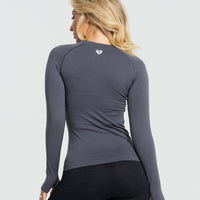 Move Seamless Long Sleeve Top | Stone Grey Solid