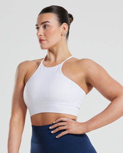 Define Seamless High Neck Bra | White