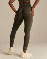 Power Seamless Scrunch Leggings | Dark Olive