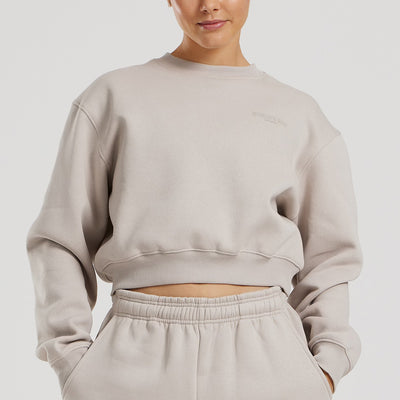 Comfort Cropped Crew Neck | Stone