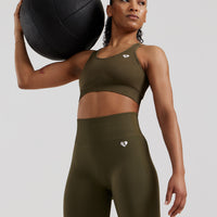 Power Seamless Sports Bra | Khaki