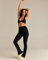Essential High Waist Mini Flared Leggings | Black
