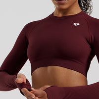 Power Seamless Long Sleeve Crop Top | Dark Cherry