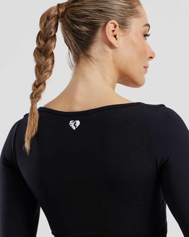 Define 2.0 Seamless Long Sleeve Built-In Bra Top | Black