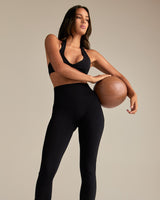 Essential High Waist Mini Flared Leggings | Black
