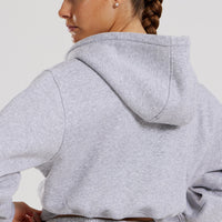Comfort Cropped Full Zip Hoodie | Silver Grey Marl