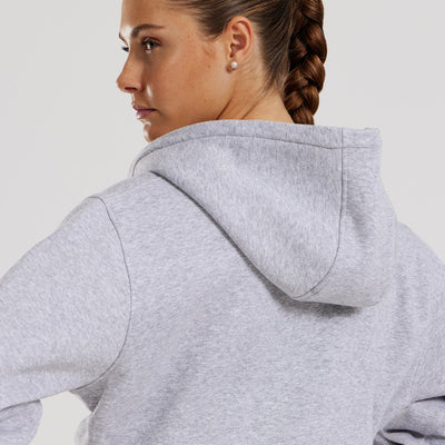 Comfort Cropped Full Zip Hoodie | Silver Grey Marl
