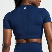 Power Seamless Short Sleeve Crop Top | Sapphire Blue