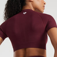 Power Seamless Short Sleeve Crop Top | Dark Cherry