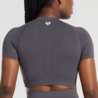 Power Seamless Short Sleeve Crop Top | Graphite