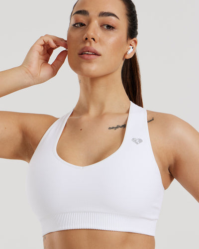 Power Seamless Sweetheart Bra | White