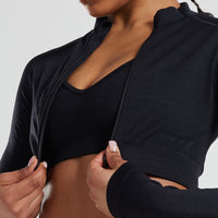 Define Seamless Crop Zip Jacket | Black