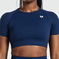 Power Seamless Short Sleeve Crop Top | Sapphire Blue