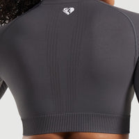Power Seamless Long Sleeve Crop Top | Graphite