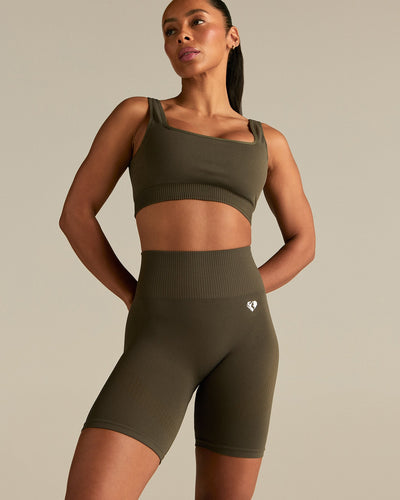 Power Seamless Cycling Shorts | Dark Olive