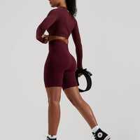 Power Seamless Long Sleeve Crop Top | Dark Cherry