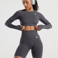 Power Seamless Long Sleeve Crop Top | Graphite