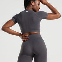 Power Seamless Short Sleeve Crop Top | Graphite