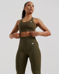 Power Seamless Sports Bra | Khaki