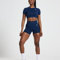Power Seamless Short Sleeve Crop Top | Sapphire Blue